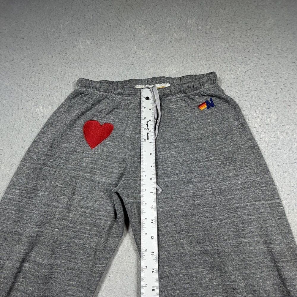 Aviator Nation Heart Sweatpant Jogger M Grey Cotton Blend Relaxed Drawstring - Picture 7 of 12